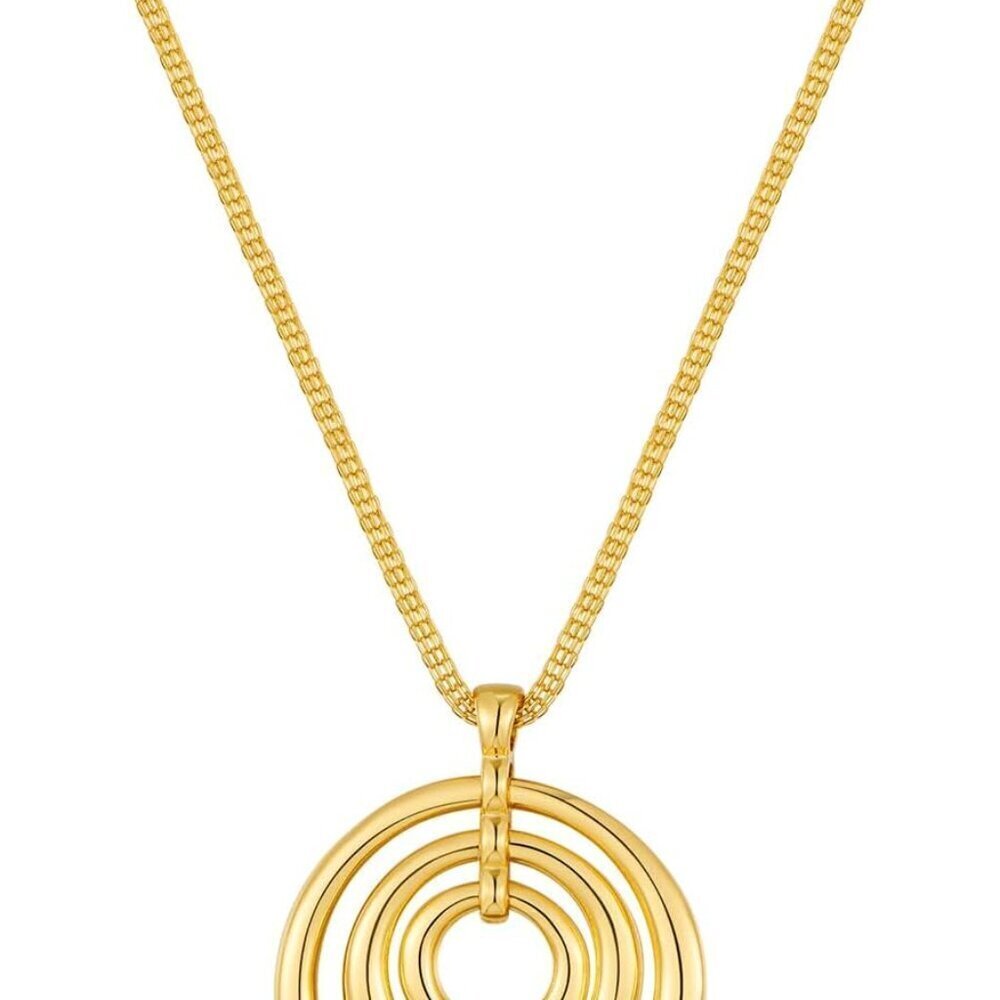 Gold Choker Necklace Brass Geometric Pendant Adjustable Length